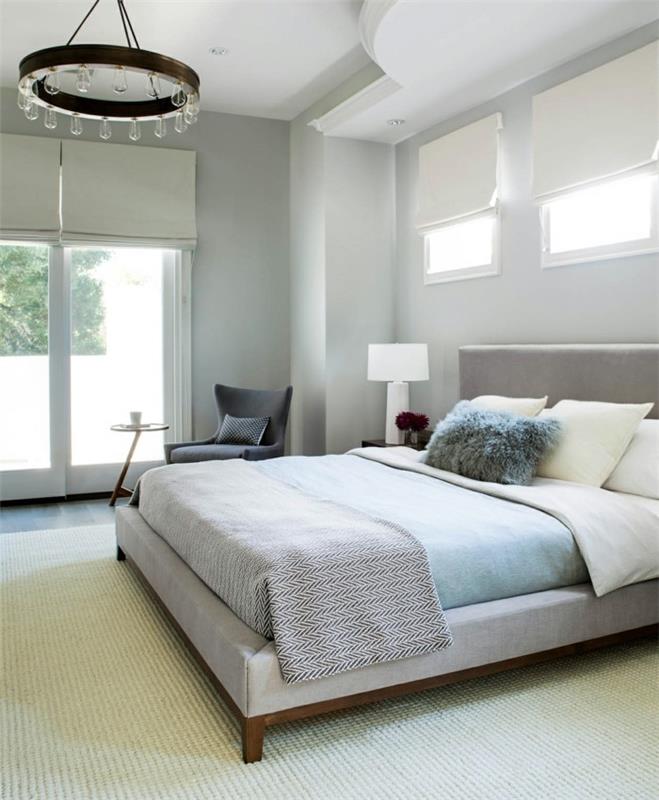 moderni makuuhuone kirkkaat värit yhdistävät matot