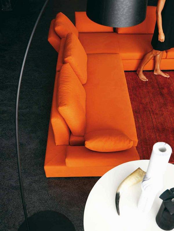 moderni olohuoneen muotoilu kirkkaan oranssi alkuperäinen