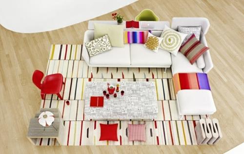 moderni olohuone kuvio värikäs leikkisä raidat matto sohvat