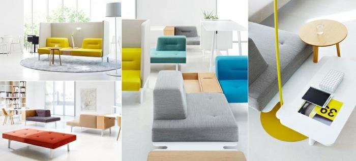 modulaarinen sohva ja design -toimistokalusteet ergonomiset ja värikkäät