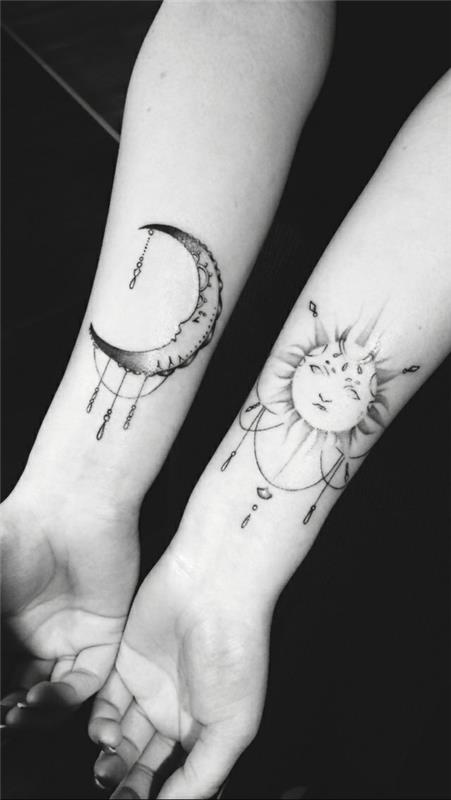 kuu aurinko tatuointi ranne