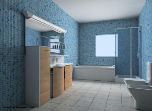 mosaiikki vaalean tumman sininen seinälaatat koristelu kylpyhuone