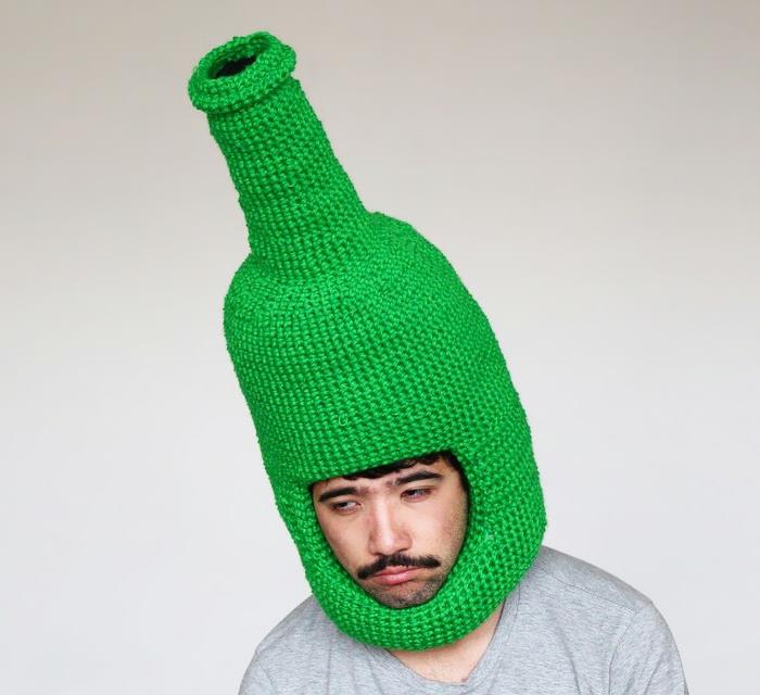 neulonta hattu alkuperäinen neulonta vihreä pullo