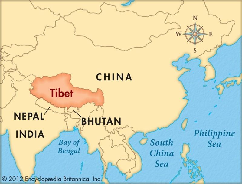 Matkusta Tiibetin naapurimaiden kartalle