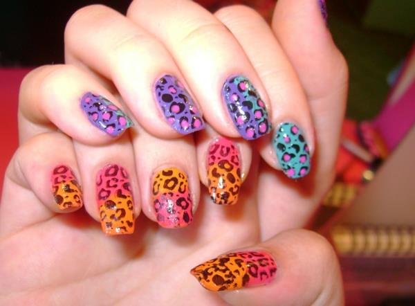 kynsien suunnittelu kuvat värikäs leopardi