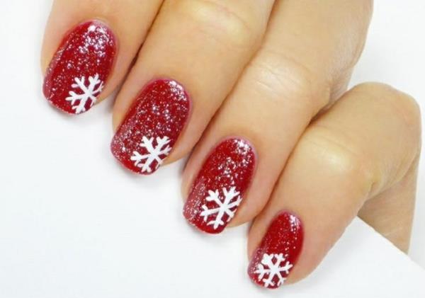 kynsien suunnittelu kuvagalleria kynsitaide joulun punaiset lumihiutaleet