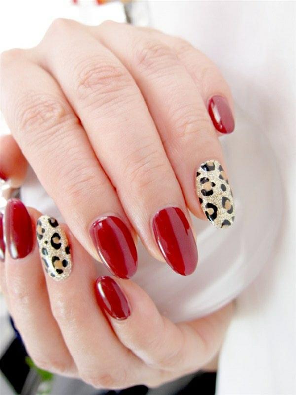 kynsien suunnittelu punainen kynsilakka leopardi kauneus