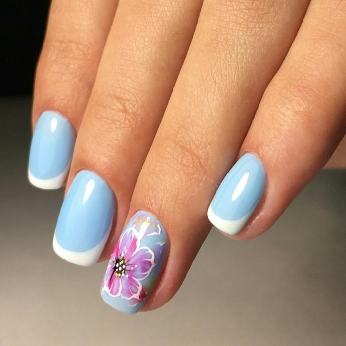 tee kynsien suunnittelu itse sininen kynsilakka kukka
