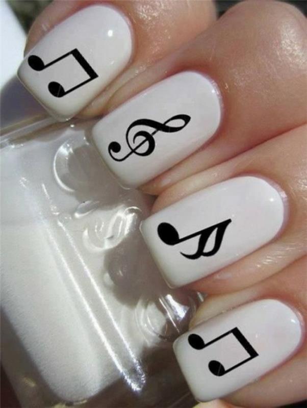 kynnet nailart musiikki nuotit nailart musta valkoinen