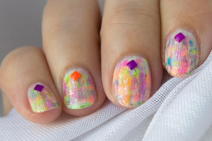 kynsien mallit kynnet suunnittelu nailart neon värit abstrakti lyhyet kynnet kynsilakka