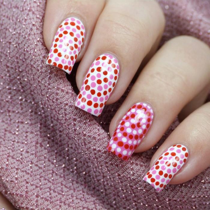 kynsien mallit kynnet suunnittelu nailart pistettä kierre punainen valkoinen vaaleanpunainen