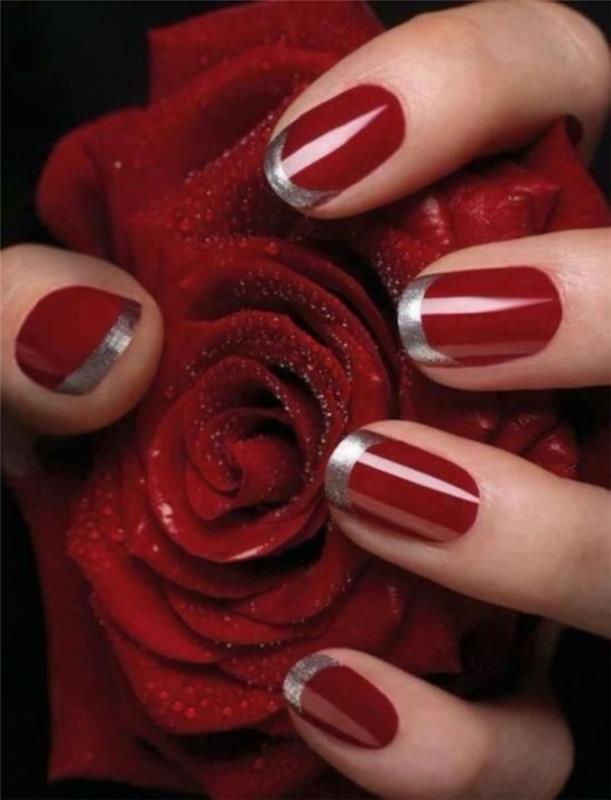 nageldesigns kynnet design nailart punaiset kynnet kynsilakka hopea ruusu