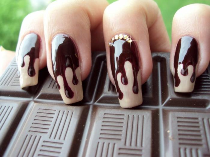 kynnet design nailart suklaa sulatetut geelikynnet