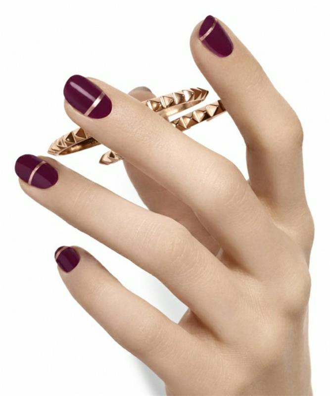 kynsien mallit kynnet suunnittelu nailart viini punainen kynsilakka geeli kynnet hopea raidat