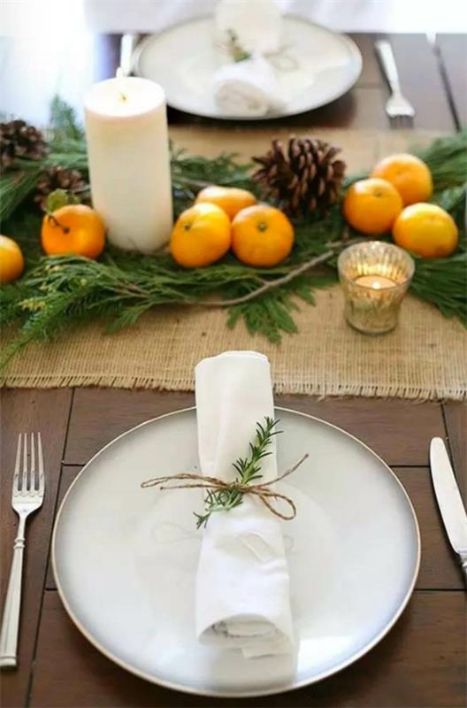 luonnonmateriaalit hedelmäkäpyjä rosmariinipöydän koristeet joulu
