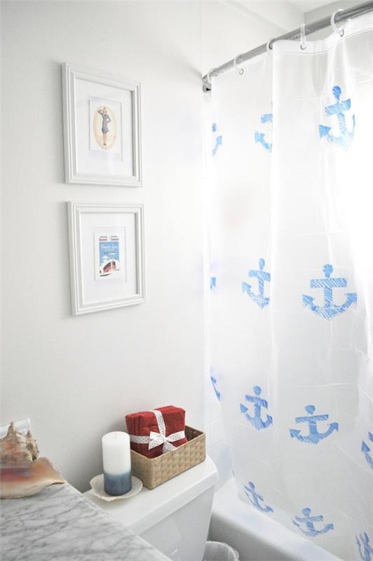 merellinen sisustus kesä kylpyhuoneen suihkuverho