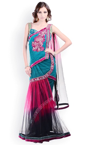 Net Lehenga Saree
