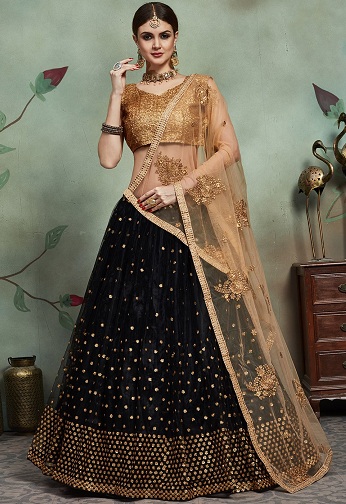 Festtøj Net Lehenga