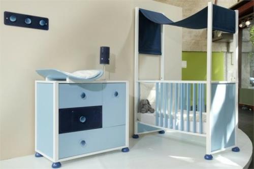 uusi moderni lastenhuone sininen design pukeutuja vauvan sänky