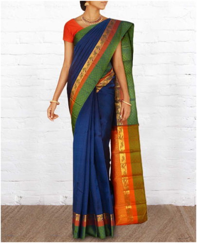 Mørkeblå Parampara Pattu Saree