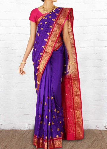 Violet-pink Vastrakala Pattu Saree