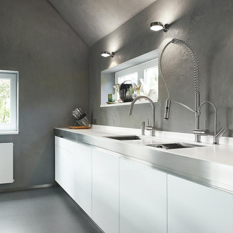 ruostumaton teräs keittiöhana moderni keittiöhana seinät betoni