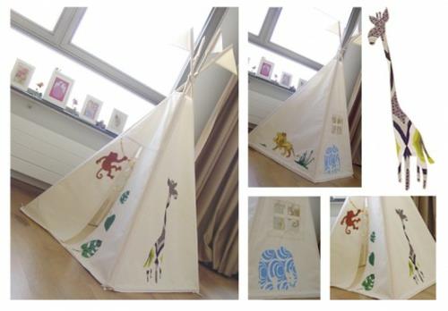 söpö teepee intialainen teltta leikkihuoneessa koristekuvio