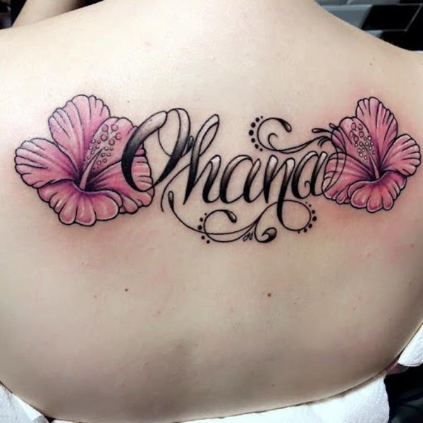 ohana tatuointi hyvät takaisin hibiskikirjoitus