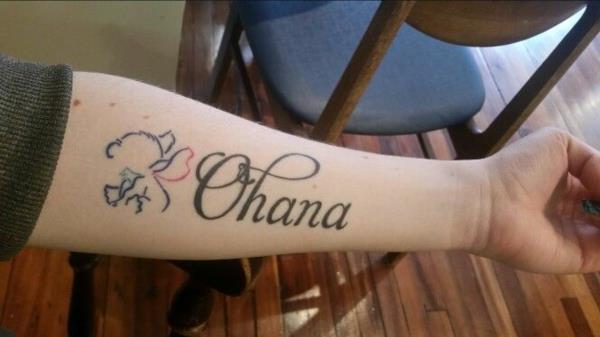 ohana tatuointi kyynärvarren