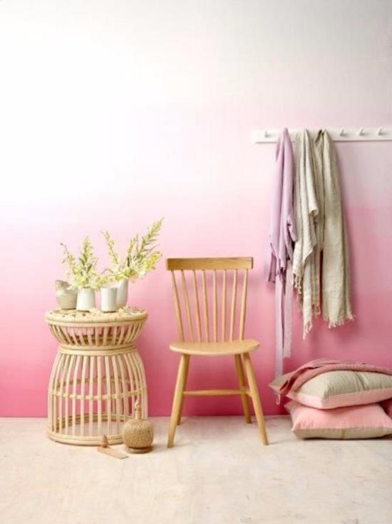 ombre -maalaustekniikat maalaavat vaaleanpunaisen valkoisen seinän
