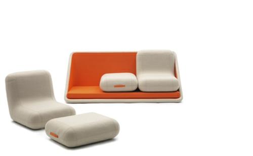 oranssi design -sohva pehmeä mukava beige väriyhdistelmä