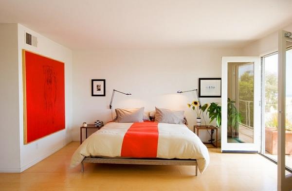 Oranssi väri design minimalistinen makuuhuone