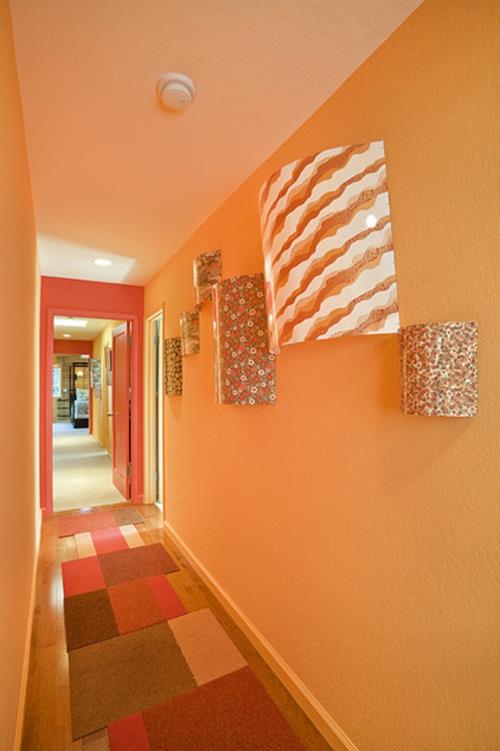 oranssi maalaus seinäkäytävä matto laatat elävä
