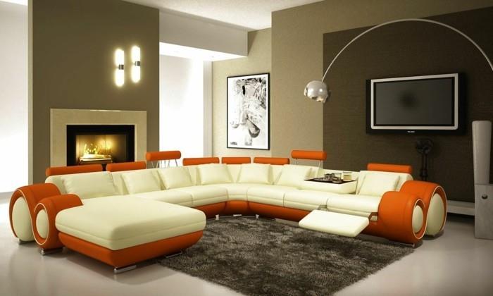 oranssi ja valkoinen design -sohva