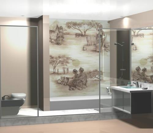itämainen seinämaalaus suunnittelu kylpyhuone idea pesuallas