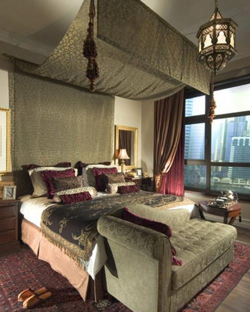 itämaiset lamput huoneisto marokkolainen makuuhuone sametti
