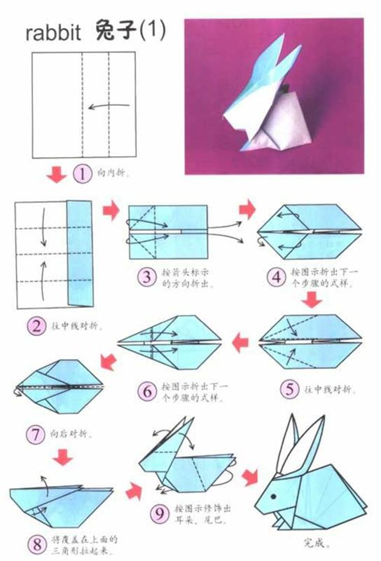 origami kani origami ohjeet tinker pääsiäinen koriste ideoita
