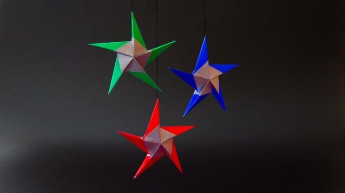 origami joulutähti ohjeet yksinkertainen käärepaperi joulukoristeita