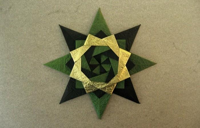 origami joulutähti ohjeet yksinkertainen vihreä kulta fuen yackig