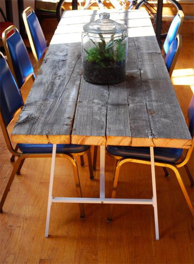 alkuperäiset sisustusideat kierrätetty puu ruokasali tuolit ruokapöytä