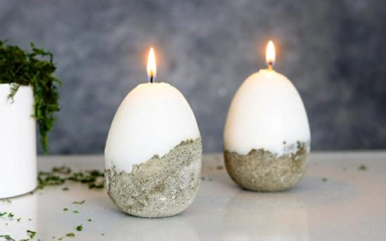 Pääsiäiskoristeet betonista tekevät pääsiäismunat kynttilät itse