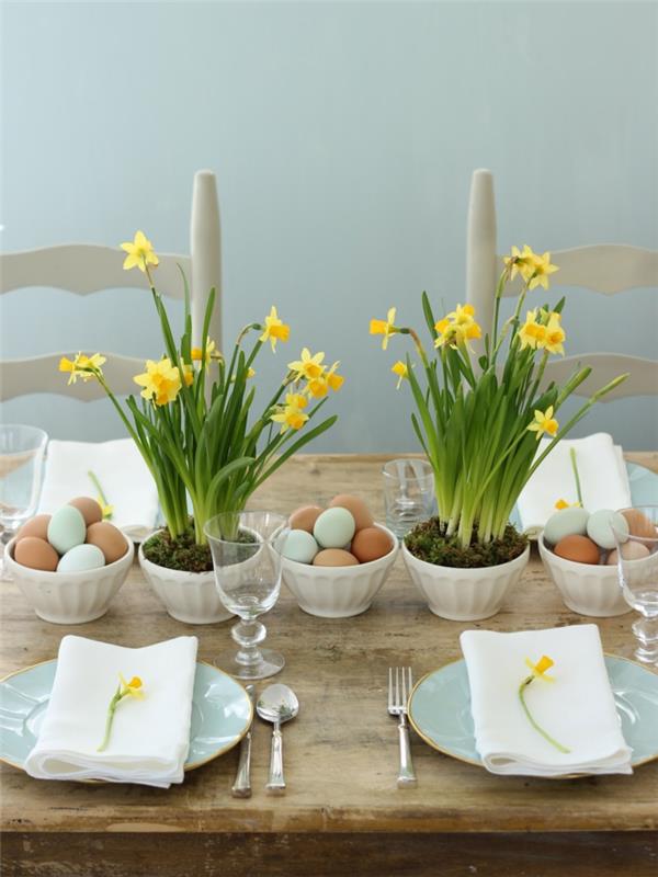 Pääsiäinen koristelu tinker ideoita pursitische pöytä koristelu ruokapöytä narsissit pääsiäismunat posliini levy vintage