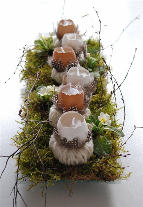 Pääsiäiskoristeet tinker ideoita pöytä koristeet sammal muna kuoret lyhdyt tehdä höyhen villa itse