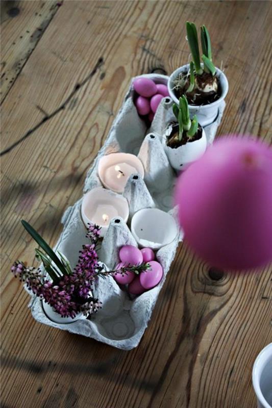 Pääsiäiskoristeet tinker Pääsiäismunat violetit munankuoret kynttilät