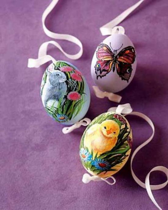 pääsiäisen koristeluideoita pääsiäismunien lautasliina tekniikka