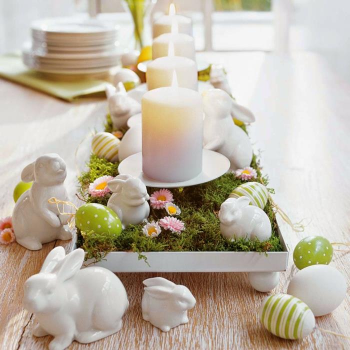 Pääsiäiskoriste -ideat pöydän koristelu Tee itse posliini -puput pääsiäismunia