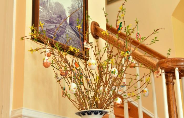pääsiäinen koristelu pääsiäismunapuu ideoita sisustus