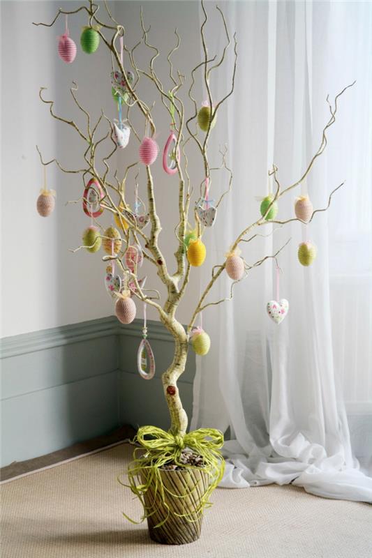 Pääsiäinen koristelu kasvi potin koristella haara ripustaa pääsiäismunat