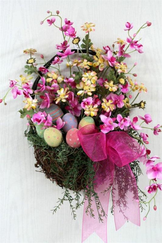 pääsiäiskoriste kevään kukat nauha pääsiäinen koristelu tinkiminen ideoita pääsiäispupu seppele