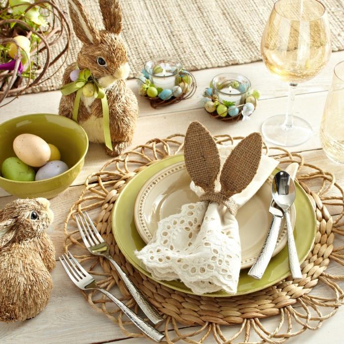 pääsiäinen sisustus pöytäliinat sisal pöytä juoksija lasinaluset pääsiäispuput pääsiäismunat